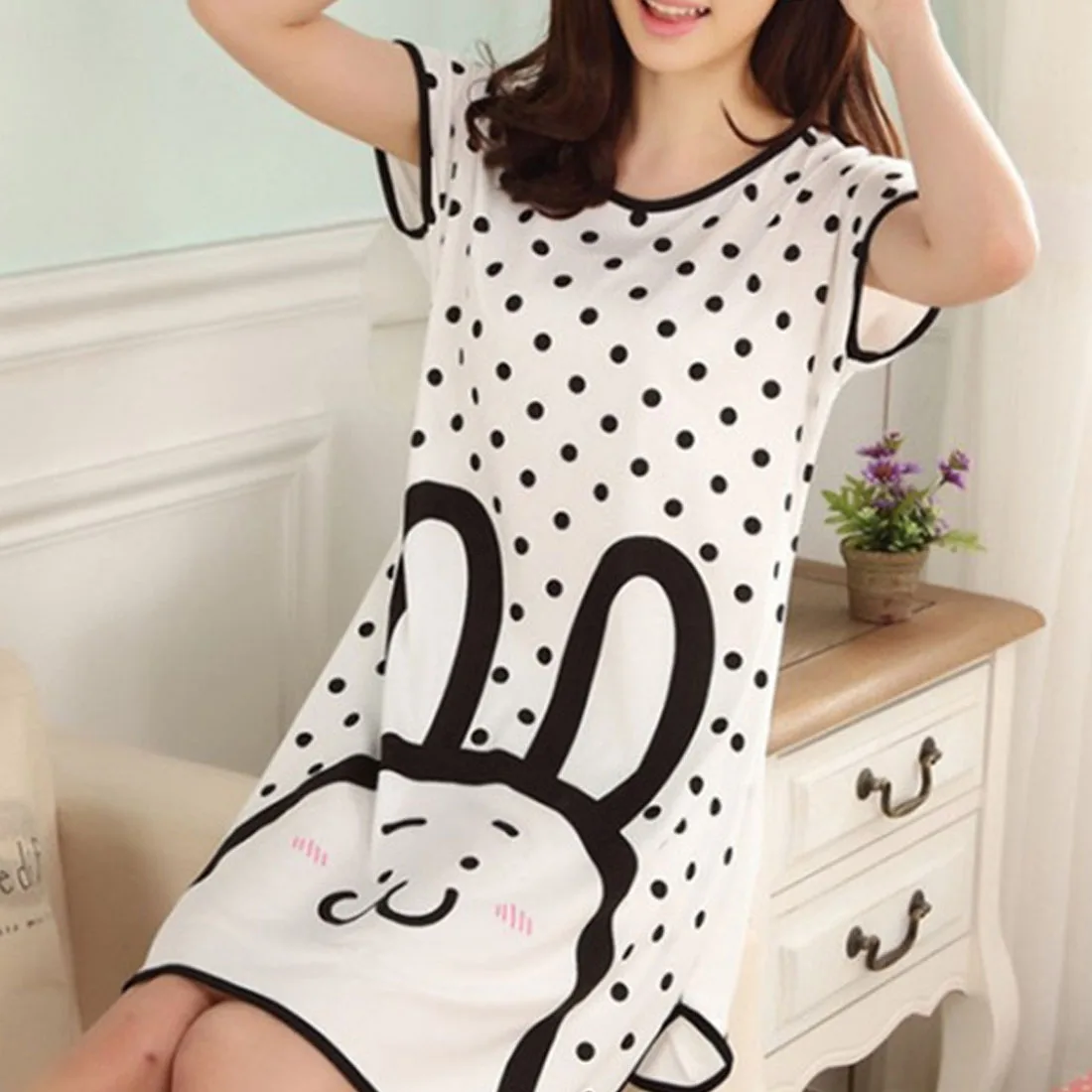 Large Size Oversized Nightdress Womens Summer Short Sleeve Sleep Dress Young Girl 2019 Lovely Cartoon Pattern Printed Sleepshirt
Large Size Oversized Nightdress Womens Summer Short Sleeve Sleep Dress Young Girl 2019 Lovely Cartoon Pattern Printed Sleepshirt