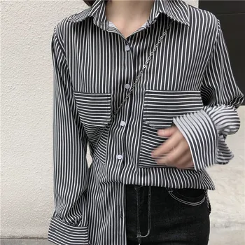 Lychee Girls Striped Pockets Women Blouses Shirts Long Sleeve Turn Down Collar Female Blouses Causal Loose Shirts
Lychee Girls Striped Pockets Women Blouses Shirts Long Sleeve Turn Down Collar Female Blouses Causal Loose Shirts
