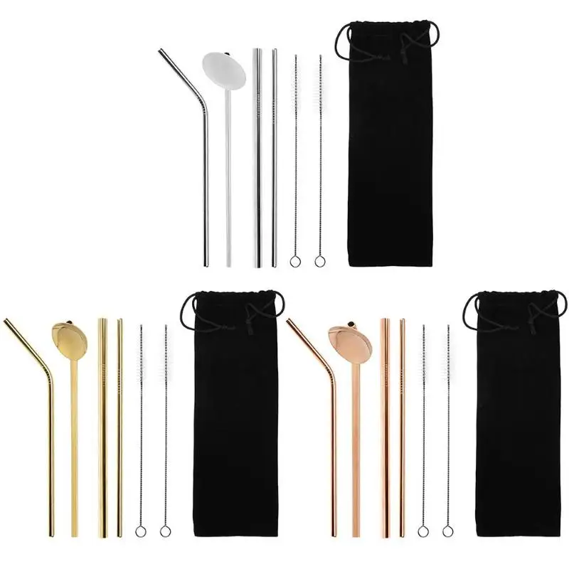 4+2 Stainless Steel Straw Reusable Metal Drinking Straw With Cleaner Brush & Bag For Home Party Barware Bar Accessories
4+2 Stainless Steel Straw Reusable Metal Drinking Straw With Cleaner Brush & Bag For Home Party Barware Bar Accessories