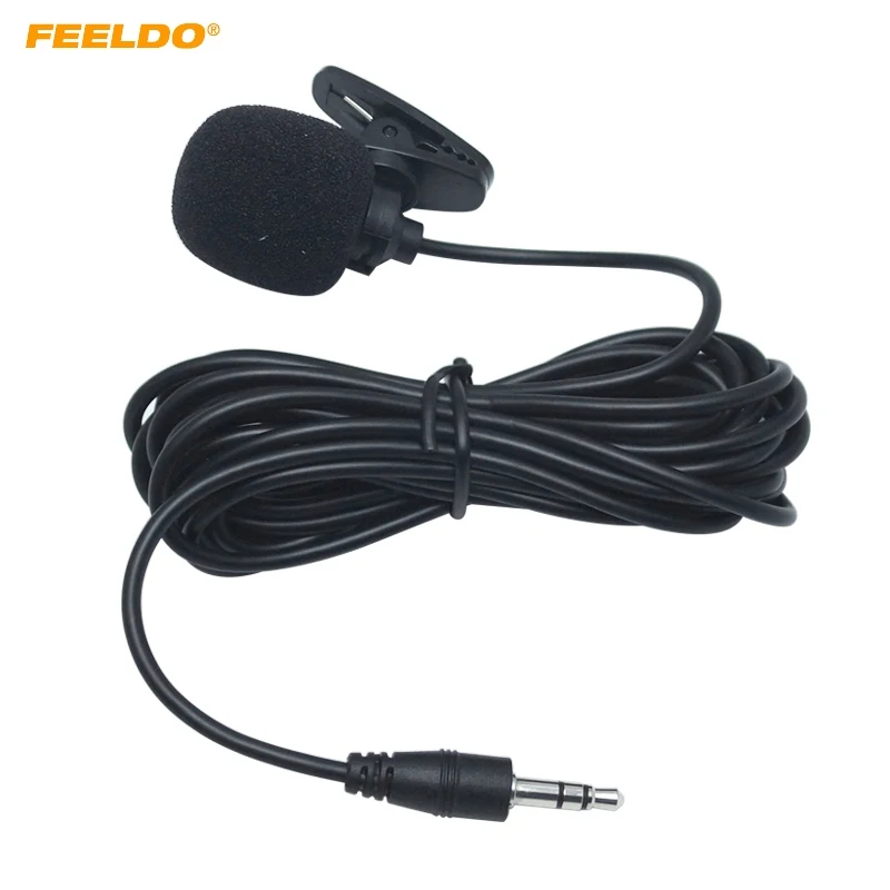 

FEELDO 3.5mm TRS Microphone Kit Clip-On For Car GPS Interior Handsfree Calls With Jack and 3M Cable #4253