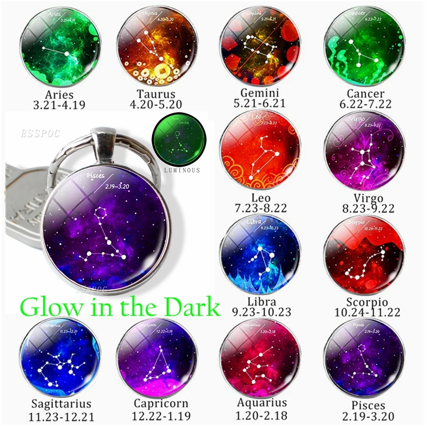 12 Constellation Zodiac Sign Keychain Luminous Glass Cabochon Dome Jewelry Gemini Virgo Libra Pendant Key Chain Birthday Gift
12 Constellation Zodiac Sign Keychain Luminous Glass Cabochon Dome Jewelry Gemini Virgo Libra Pendant Key Chain Birthday Gift