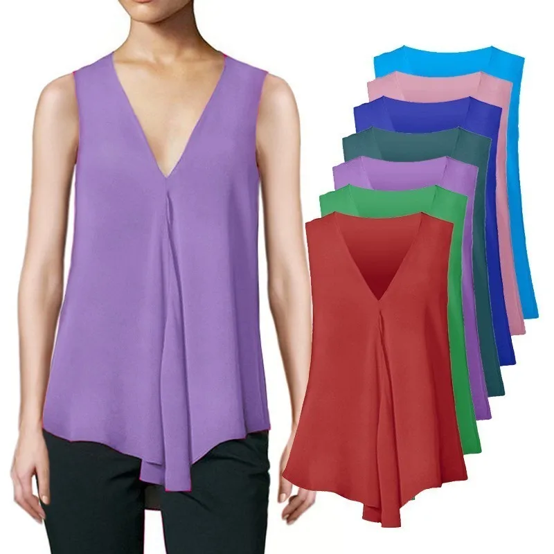 TTOU Summer Vintage Women Chiffon Blouse Shirt V-Neck Sleeveless Female Tunic Casual Plus Size Blouse Kimonos mujer 17 Colors
TTOU Summer Vintage Women Chiffon Blouse Shirt V-Neck Sleeveless Female Tunic Casual Plus Size Blouse Kimonos mujer 17 Colors