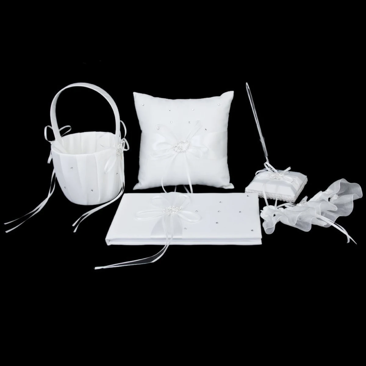 5-in-1 Romantic Crystal Rhinestones Double Heart Bowknot Decor Wedding Theme Style Set Guest Book Pen Stand Holder(White)
5-in-1 Romantic Crystal Rhinestones Double Heart Bowknot Decor Wedding Theme Style Set Guest Book Pen Stand Holder(White)