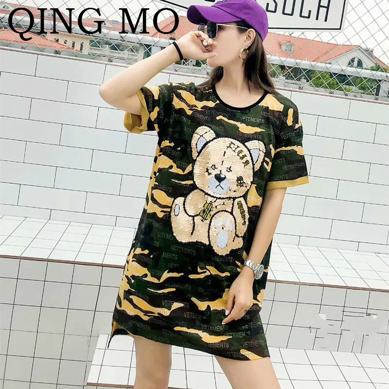 QING MO Women Gold Blue Camouflage T Shirt Women Bear Pattern Printing T Shirt Women Short Sleeve T Shirt Summer ZQY121
QING MO Women Gold Blue Camouflage T Shirt Women Bear Pattern Printing T Shirt Women Short Sleeve T Shirt Summer ZQY121
