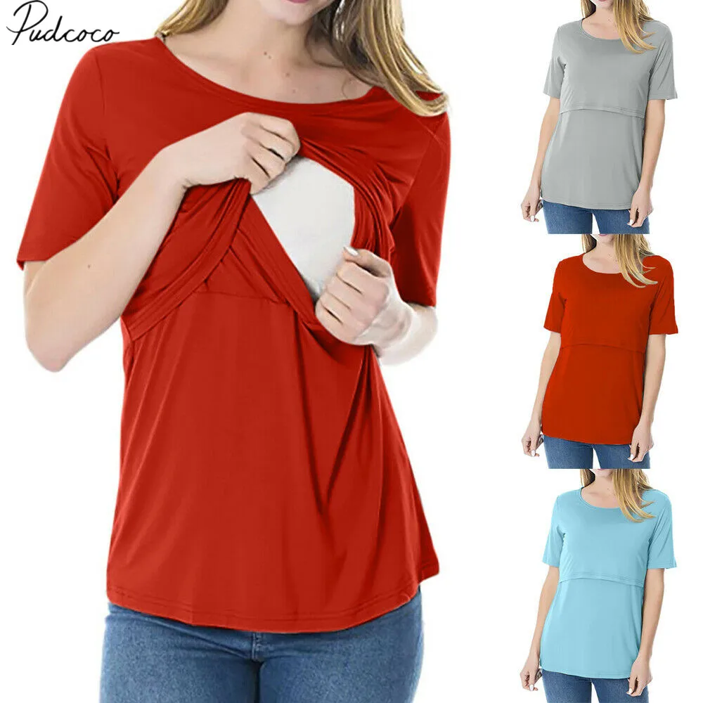 2019 Summer Maternity Clothing Pregnant Women Short Sleeve Shirt Breastfeeding Nursing Summer Casual Blouse Solid Maternity Tops
2019 Summer Maternity Clothing Pregnant Women Short Sleeve Shirt Breastfeeding Nursing Summer Casual Blouse Solid Maternity Tops