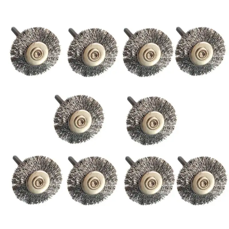 10 pcs/set 22mm Steel Wire Wheel Brush Silver Color Steel Wire Brush Drill Buit For Rotary Grinder Tool Cleaning Polishing Brush
10 pcs/set 22mm Steel Wire Wheel Brush Silver Color Steel Wire Brush Drill Buit For Rotary Grinder Tool Cleaning Polishing Brush
