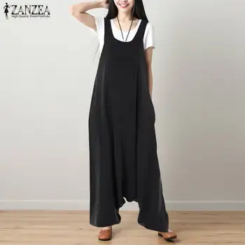 Women Rompers ZANZEA 2020 Summer Long Playsuits Vintage Solid Cotton Linen Overalls Casual Straps Drop-Crotch Jumpsuit Femme
Women Rompers ZANZEA 2020 Summer Long Playsuits Vintage Solid Cotton Linen Overalls Casual Straps Drop-Crotch Jumpsuit Femme