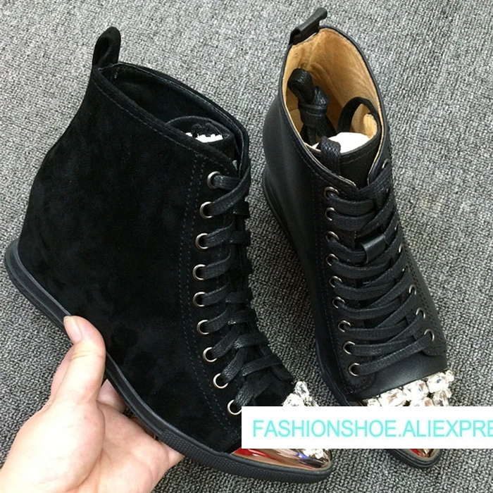 New High Top Shoes Woman Casual Leather Wedge Lace Up Flats Design Pointed Toe Crystal Cozy Flats Height Increasing Flats Tide
New High Top Shoes Woman Casual Leather Wedge Lace Up Flats Design Pointed Toe Crystal Cozy Flats Height Increasing Flats Tide
