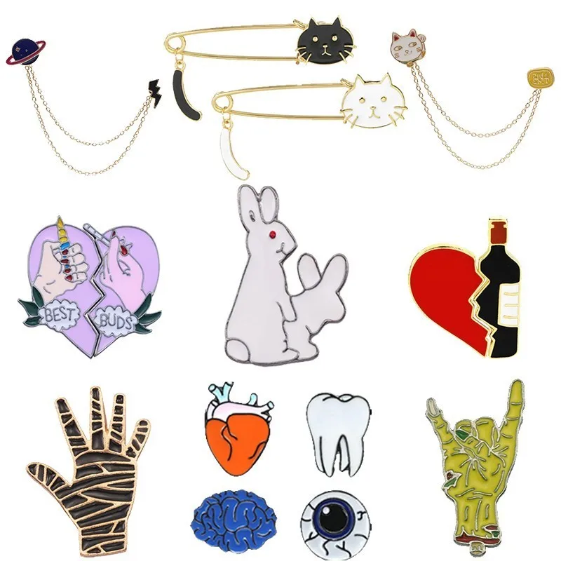 Fashion Animal Brooch Cat Heart Planet Egg Rock Gesture Hand Tooth Eye Brain Bird Deer Rabbit Pins And Brooches For Women Broche
Fashion Animal Brooch Cat Heart Planet Egg Rock Gesture Hand Tooth Eye Brain Bird Deer Rabbit Pins And Brooches For Women Broche