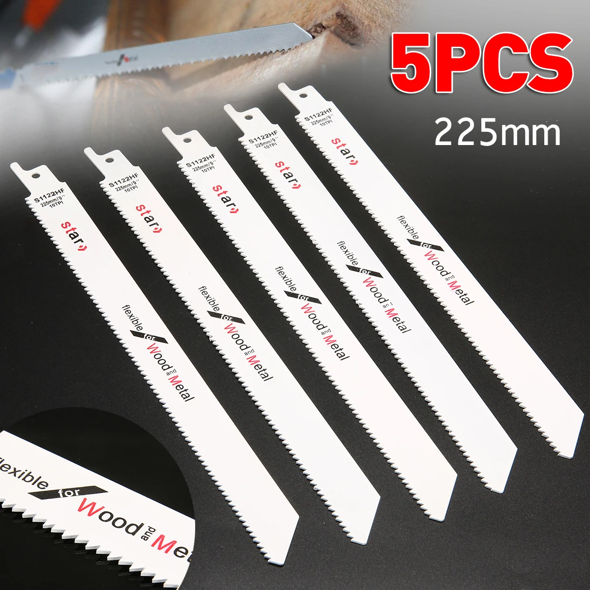 5Pcs Saw Blades S1122 Reciprocating Saw Blades Metal Flexible Saw Blades 18tpi For BOSCH 225mmx19mmx0.9mm For Wood Cutting Tools
5Pcs Saw Blades S1122 Reciprocating Saw Blades Metal Flexible Saw Blades 18tpi For BOSCH 225mmx19mmx0.9mm For Wood Cutting Tools