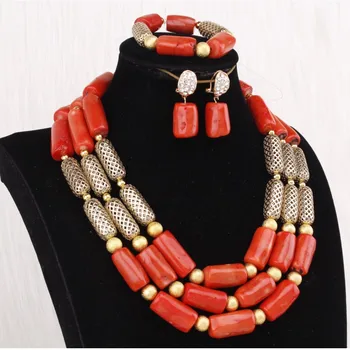 4ujewelry Wedding Jewelry Sets For Bride Orange or Red Nature Coral Jewellery Set 3 Layers With Gold Balls Dubai Necklace Set
4ujewelry Wedding Jewelry Sets For Bride Orange or Red Nature Coral Jewellery Set 3 Layers With Gold Balls Dubai Necklace Set