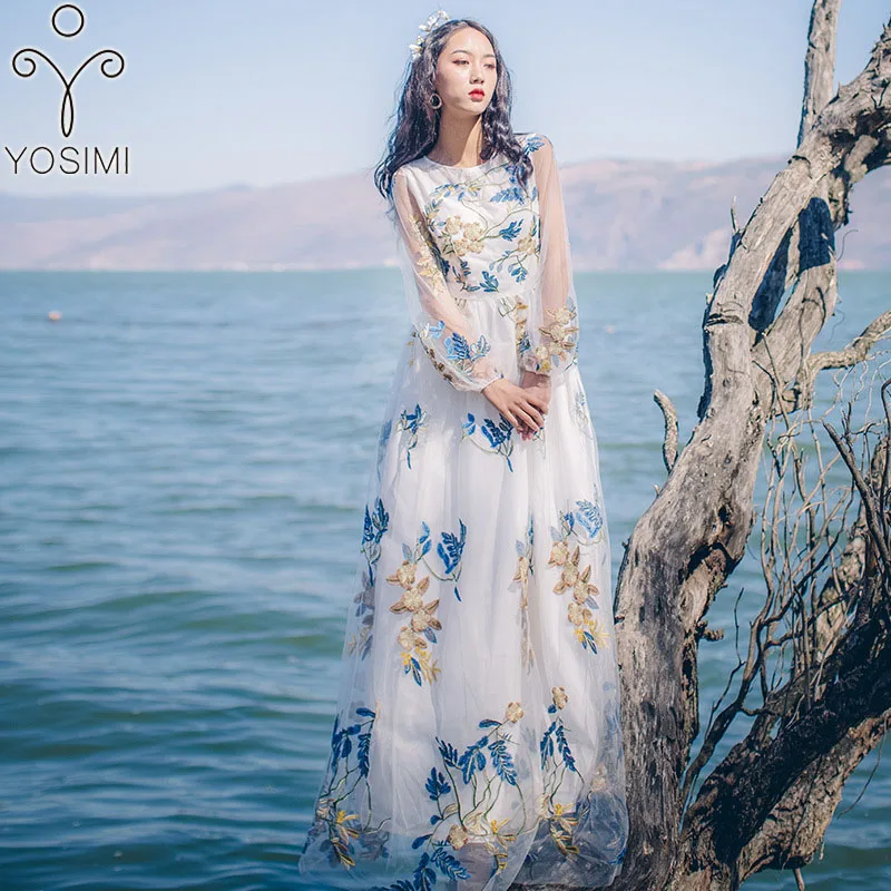 YOSIMI 2018 Summer Dress Maxi Elegant Flore Embroidery Long Evening Party Women Dress Full sleeve Vintage Lady White Pink Female
YOSIMI 2018 Summer Dress Maxi Elegant Flore Embroidery Long Evening Party Women Dress Full sleeve Vintage Lady White Pink Female