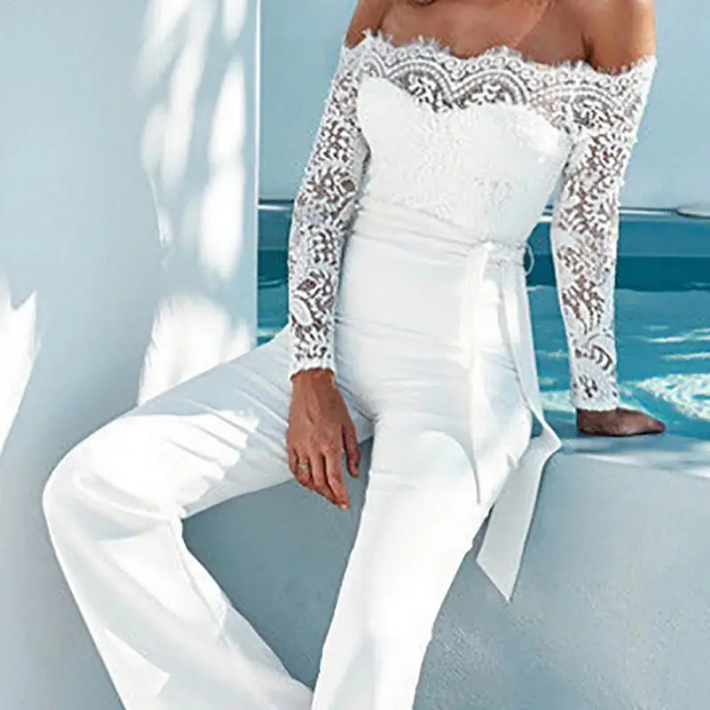 Stylish Hollow Out Women Jumpsuit Romper Strapless Lace Jumpsuit Women One Piece Long Sleeve Women Slim Trousers
Stylish Hollow Out Women Jumpsuit Romper Strapless Lace Jumpsuit Women One Piece Long Sleeve Women Slim Trousers