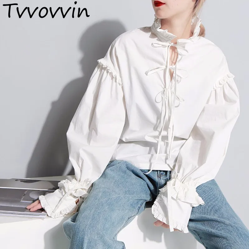 TVVOVVIN 2019 autumn winter new Retro Lace lacework bow-knot full bandage white lantern sleeve women shirt woman blouse Z059
TVVOVVIN 2019 autumn winter new Retro Lace lacework bow-knot full bandage white lantern sleeve women shirt woman blouse Z059
