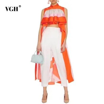 VGH 2020 Summer Casual Long Length Women's Shirt Stand Collar Sleeveless Off Shoulder Striped Asymmetrical Blouse Female Fashion
VGH 2020 Summer Casual Long Length Women's Shirt Stand Collar Sleeveless Off Shoulder Striped Asymmetrical Blouse Female Fashion