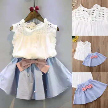 2019 New 2PC STOCK Baby Kid Girl Ruffle Summer Shirt Blouse Cotton Sleeveless Tops+Bowknot Cute Mini Skirt Dresses 2-7T
2019 New 2PC STOCK Baby Kid Girl Ruffle Summer Shirt Blouse Cotton Sleeveless Tops+Bowknot Cute Mini Skirt Dresses 2-7T