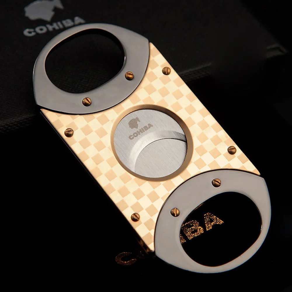 COHIBA Double Blade Gold Plated Cigar Punch Cutter Stainless Steel Pocket Zigarre Cigarette Knife Cuban Smoking Guillotine 351HL
COHIBA Double Blade Gold Plated Cigar Punch Cutter Stainless Steel Pocket Zigarre Cigarette Knife Cuban Smoking Guillotine 351HL