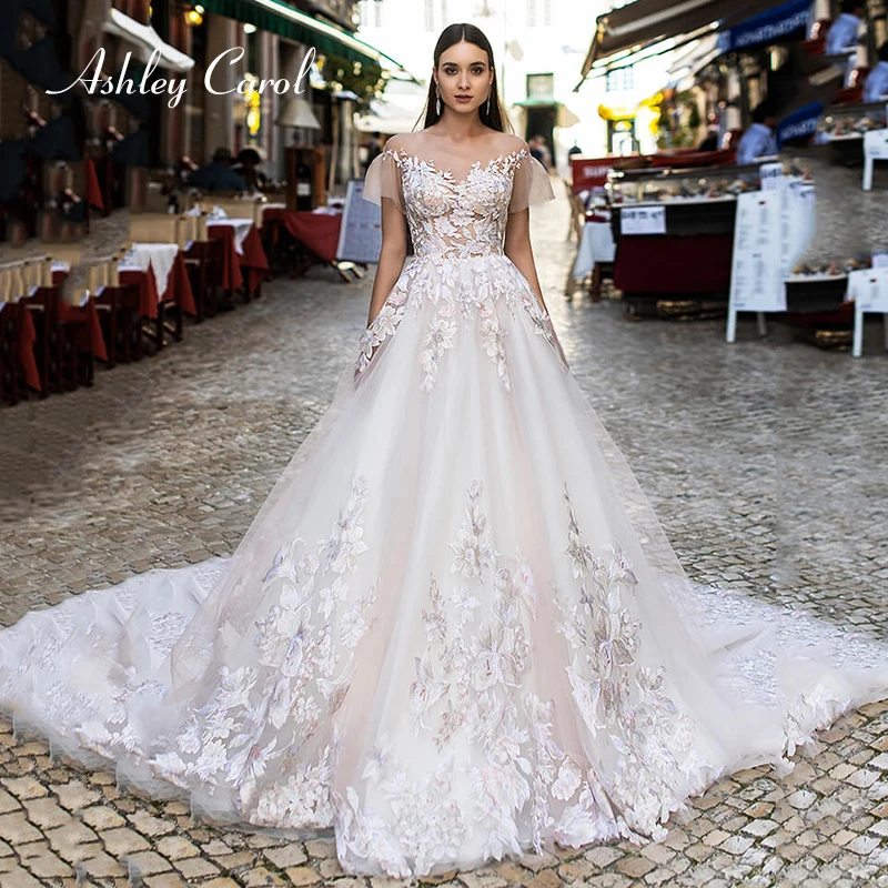 Ashley Carol Appliques A-Line Wedding Dress 2019 Fashion V-neck Puff Sleeve Court Train Illusion Bridal Gown Vestido de Novia
Ashley Carol Appliques A-Line Wedding Dress 2019 Fashion V-neck Puff Sleeve Court Train Illusion Bridal Gown Vestido de Novia
