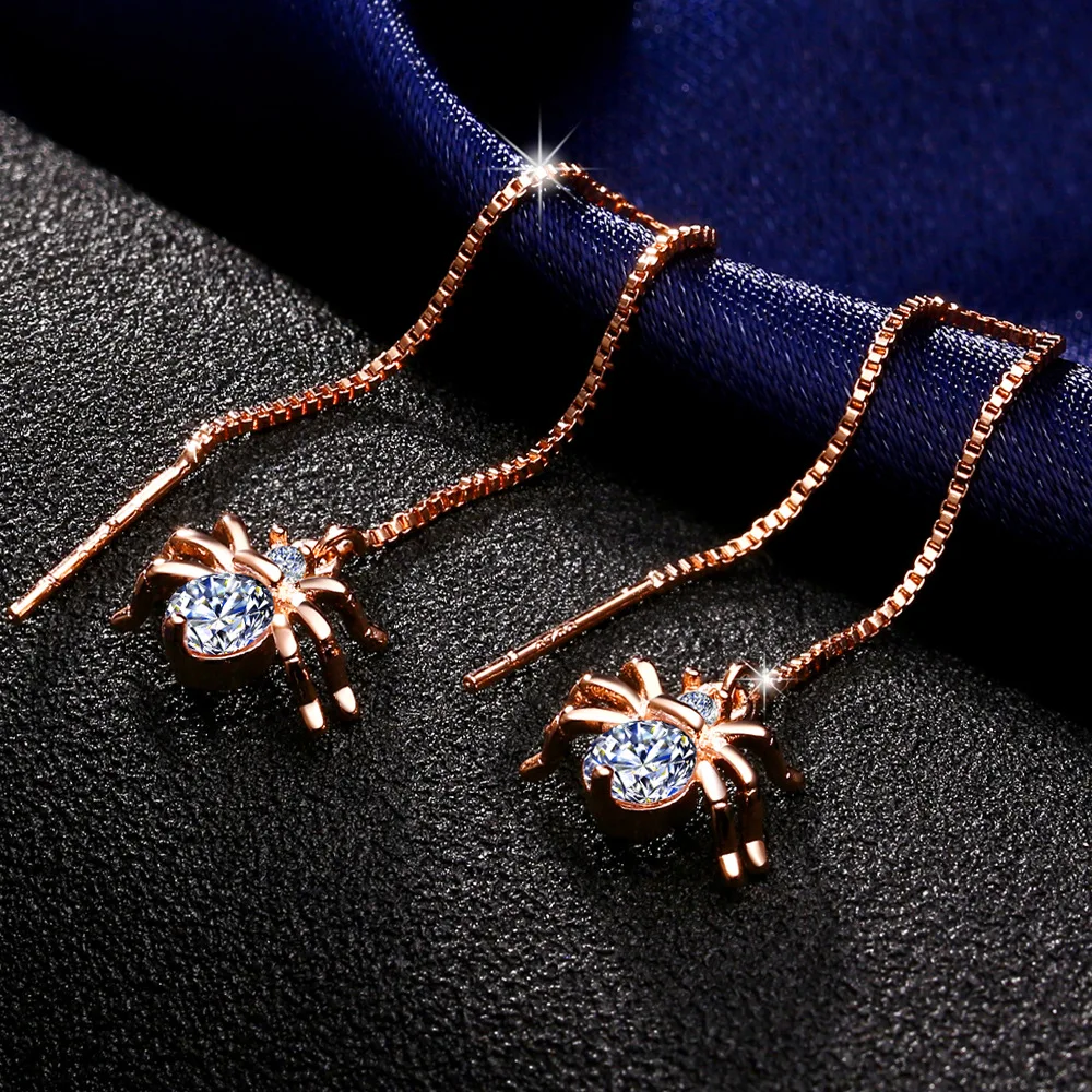 Fashion Design Long Tassel Drop Earrings Rose Gold-color Metal Chain With Zircon Crystal Spider Pendant Earrings For Women
Fashion Design Long Tassel Drop Earrings Rose Gold-color Metal Chain With Zircon Crystal Spider Pendant Earrings For Women