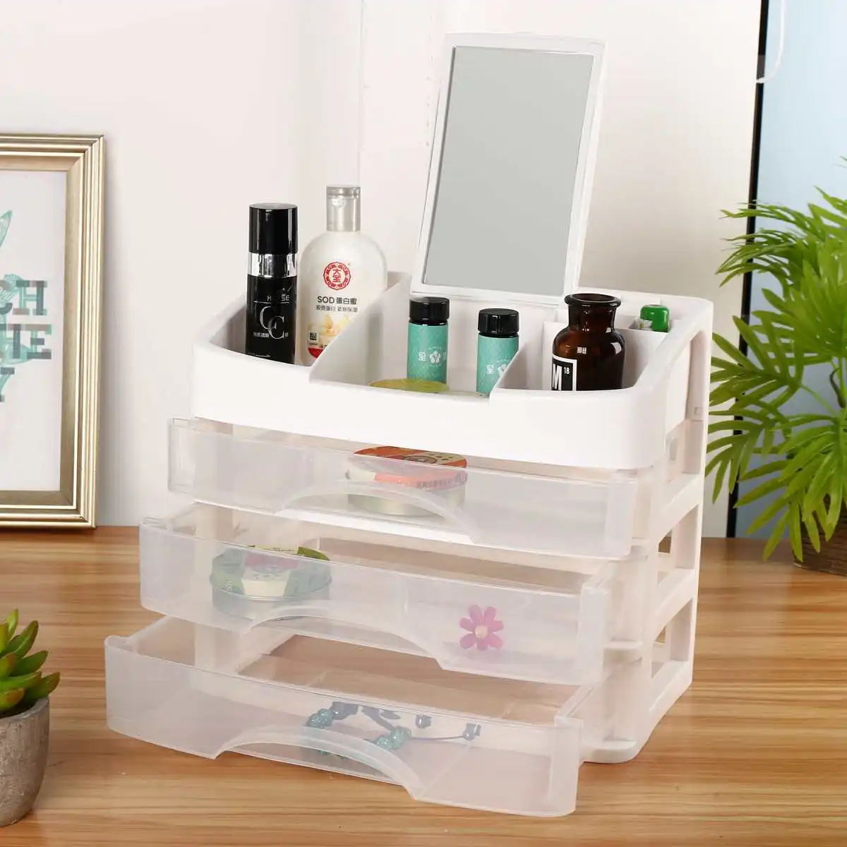 Multifunction 2/3 Layers Drawers Makeup Case Cosmetics Organizer Jewelry Storage Box Holder Make Up Brush Container with Mirror
Multifunction 2/3 Layers Drawers Makeup Case Cosmetics Organizer Jewelry Storage Box Holder Make Up Brush Container with Mirror