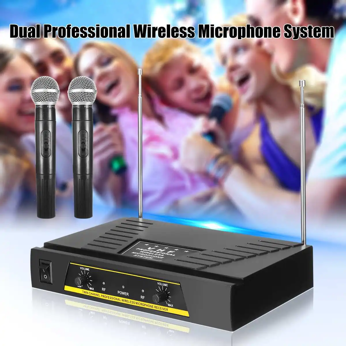 2 Channel Cordless Professional Wireless Microphone Speaker KTV Karaoke Hand Mic VHF System Handheld Microphone System KTV Party
2 Channel Cordless Professional Wireless Microphone Speaker KTV Karaoke Hand Mic VHF System Handheld Microphone System KTV Party