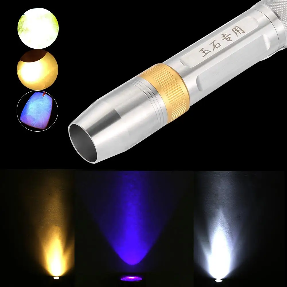 3 Colors Ultra Violet UV White Yellow Flashlight Torch Lamp Handheld Light For Jade Money Test
3 Colors Ultra Violet UV White Yellow Flashlight Torch Lamp Handheld Light For Jade Money Test