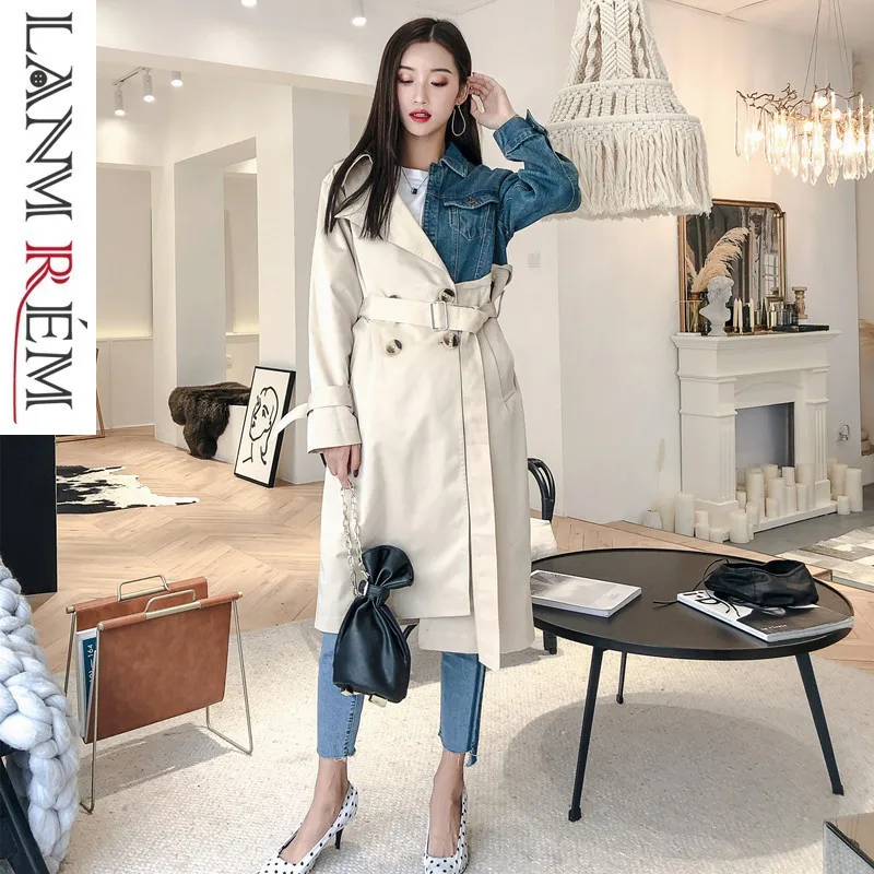 LANMREM 2020 New Fashion Spring Double Breasted Patchwork Denim Turn-down Collar Full Sleeve Casual Women Windbreaker YE53712
LANMREM 2020 New Fashion Spring Double Breasted Patchwork Denim Turn-down Collar Full Sleeve Casual Women Windbreaker YE53712