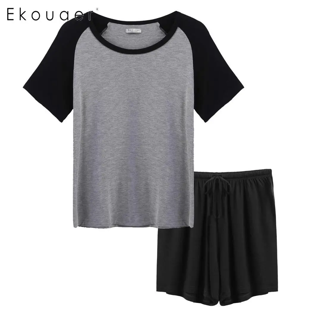 Ekouaer Women Pajamas Set Short Sleepwear Set Lounge Patchwork Short Sleeve T-Shirts And Shorts Nightwear Suits Female Clothing
Ekouaer Women Pajamas Set Short Sleepwear Set Lounge Patchwork Short Sleeve T-Shirts And Shorts Nightwear Suits Female Clothing