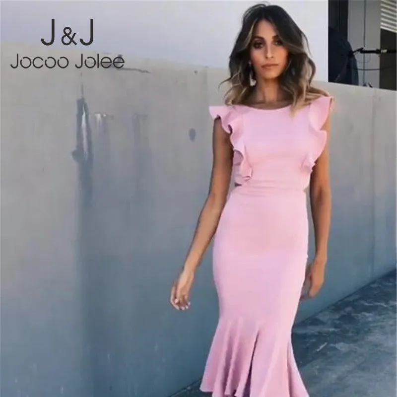 Jocoo Jolee 2019 Sexy Mermaid Dress Female Sleeveless Ruffle Backless Midi Dress Elegant Bodycon Dress Office Lady Summer Dress
Jocoo Jolee 2019 Sexy Mermaid Dress Female Sleeveless Ruffle Backless Midi Dress Elegant Bodycon Dress Office Lady Summer Dress