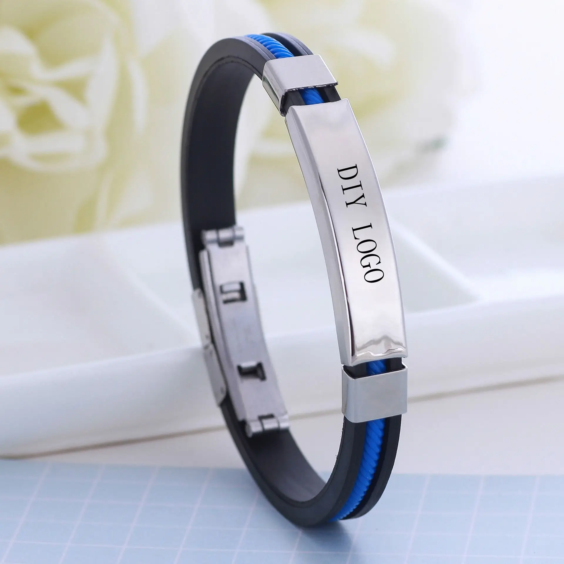 Customized 8mm Silicone Engrave Name Leather Bracelet for Men DIY Logo Black Stainless Steel Bracelets Jewelry Dropshipping
Customized 8mm Silicone Engrave Name Leather Bracelet for Men DIY Logo Black Stainless Steel Bracelets Jewelry Dropshipping