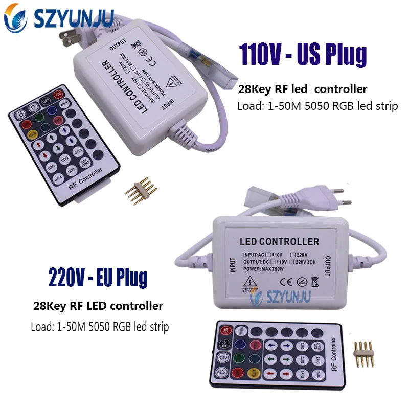 AC 110V US plug ,220v EU plug RF RGB controller with 28Key LED Remote controller For 5050 2835 110V 220V RGB LED strip
AC 110V US plug ,220v EU plug RF RGB controller with 28Key LED Remote controller For 5050 2835 110V 220V RGB LED strip