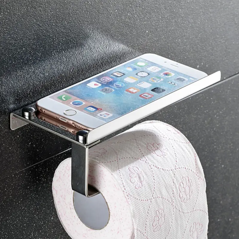 Concise Wall Mount Toilet Paper stand Holder with Phone Shelf Bathroom stainless Bathroom mobile phone rack paper towel rack
Concise Wall Mount Toilet Paper stand Holder with Phone Shelf Bathroom stainless Bathroom mobile phone rack paper towel rack