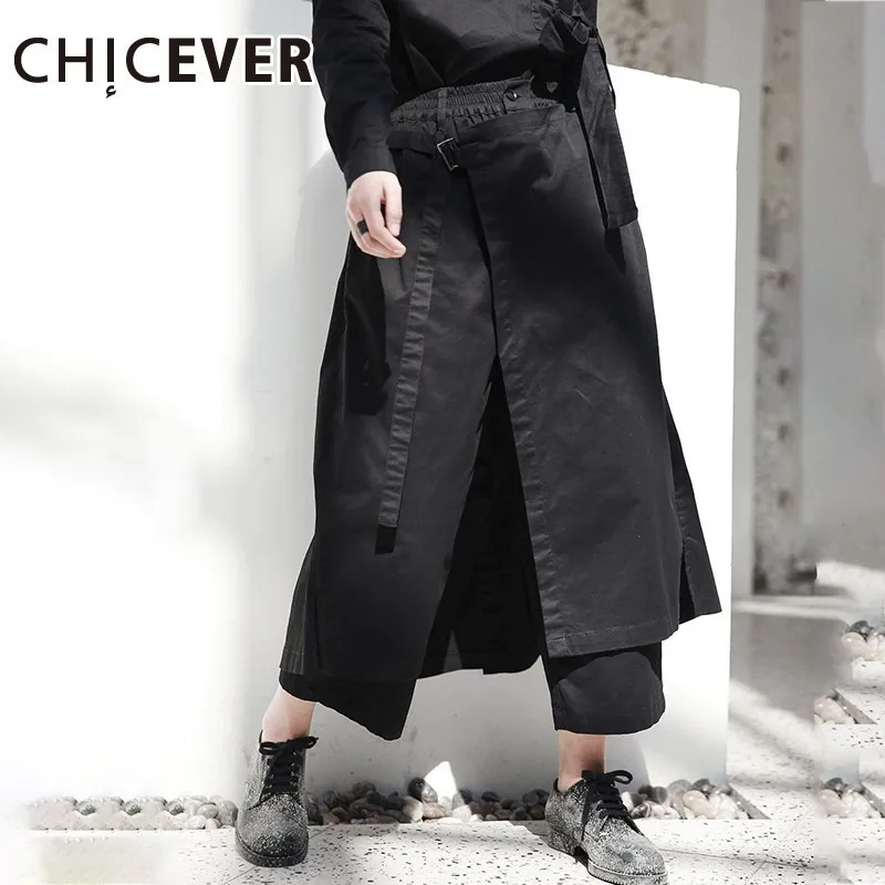 CHICEVER Spring Casual Black Bandage Patchwork Pant Button Fly Flat Mid Waist Loose Big Size Female Straight Pants 2019 New Tide
CHICEVER Spring Casual Black Bandage Patchwork Pant Button Fly Flat Mid Waist Loose Big Size Female Straight Pants 2019 New Tide