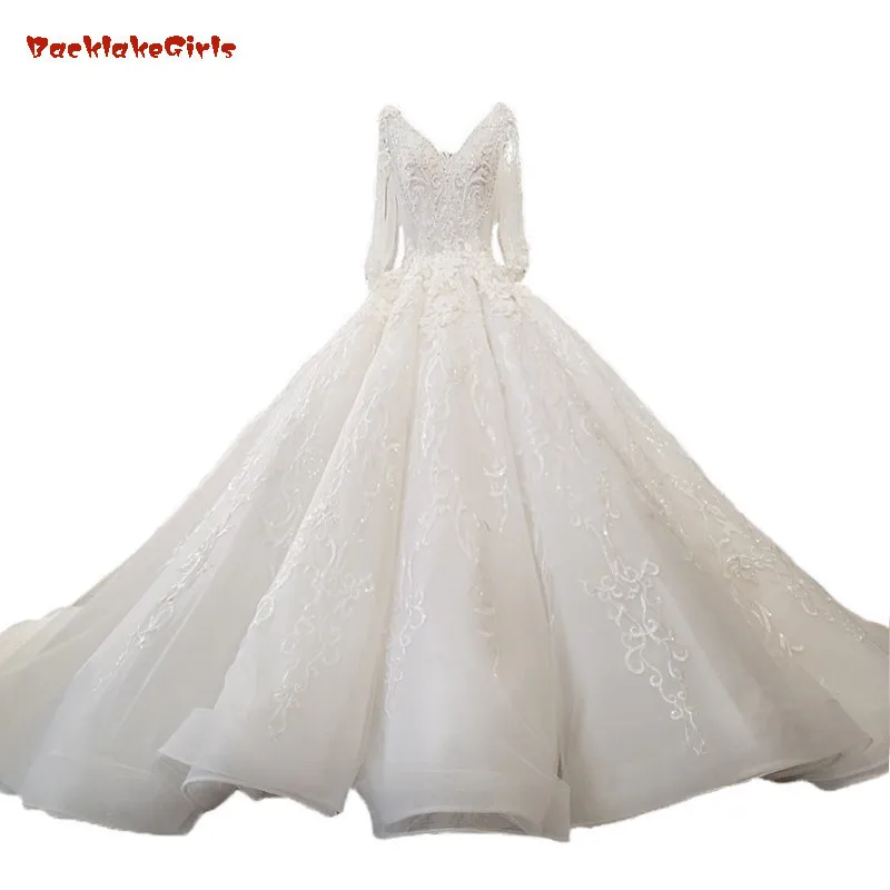 2018 Natural White Champagne Tulle V-neck Bridal Gowns Long Train Backless Ball Gown Wedding Dresses Vestido De Noiva
2018 Natural White Champagne Tulle V-neck Bridal Gowns Long Train Backless Ball Gown Wedding Dresses Vestido De Noiva