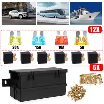 Universal for cars automot Auto Car Part 6-way 6 Relays w/ Relay Box 12 Blade Fuses Waterproof for cars automotive marine boats
Universal for cars automot Auto Car Part 6-way 6 Relays w/ Relay Box 12 Blade Fuses Waterproof for cars automotive marine boats