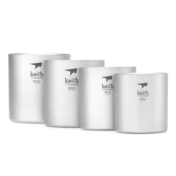 Keith Ti3501 Double Wall Titanium Mug Cup 4pcs Ultralight Eco-Friendly Outdoor Camping Hiking Traveling Daily Use Tableware Cups 
Keith Ti3501 Double Wall Titanium Mug Cup 4pcs Ultralight Eco-Friendly Outdoor Camping Hiking Traveling Daily Use Tableware Cups