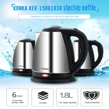 KONKA KEK-15DG1830 1.8L Electric Kettle 304 Stainless Steel 6 Min Fast Boiling Large Spout Electric Kettle With Working Light
KONKA KEK-15DG1830 1.8L Electric Kettle 304 Stainless Steel 6 Min Fast Boiling Large Spout Electric Kettle With Working Light