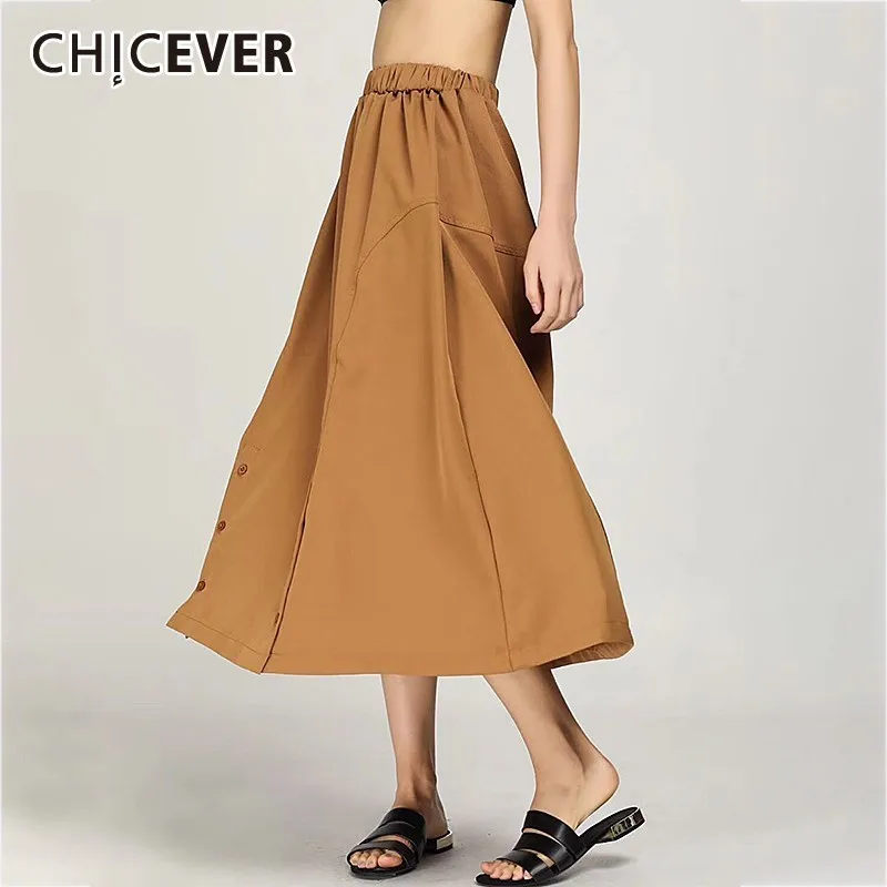 CHICEVER 2019 Summer Casual Solid A-line Skirt For Women Natural High Waist Button Loose Big Size Midi Skirts Female New Tide
CHICEVER 2019 Summer Casual Solid A-line Skirt For Women Natural High Waist Button Loose Big Size Midi Skirts Female New Tide