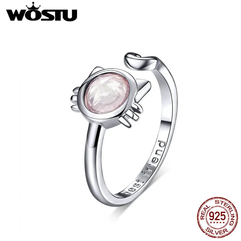 WOSTU Lovely Kitty Cat Tail Rings 925 Sterling Silver Pink Crystal Ring Adjustable Size Finger For Women Girls Jewelry CTR033
WOSTU Lovely Kitty Cat Tail Rings 925 Sterling Silver Pink Crystal Ring Adjustable Size Finger For Women Girls Jewelry CTR033
