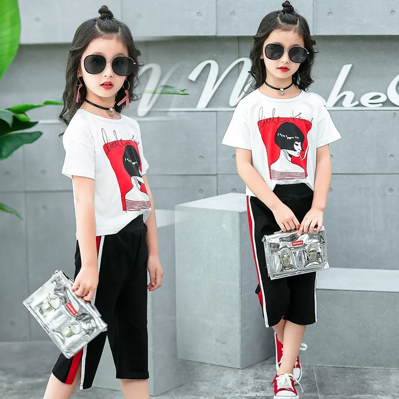 New summer Girls Clothing Sets Teens Kids Clothes Suit Children Short Sleeve T-Shirt +seven-point pants 4-14 Ages girl set
New summer Girls Clothing Sets Teens Kids Clothes Suit Children Short Sleeve T-Shirt +seven-point pants 4-14 Ages girl set