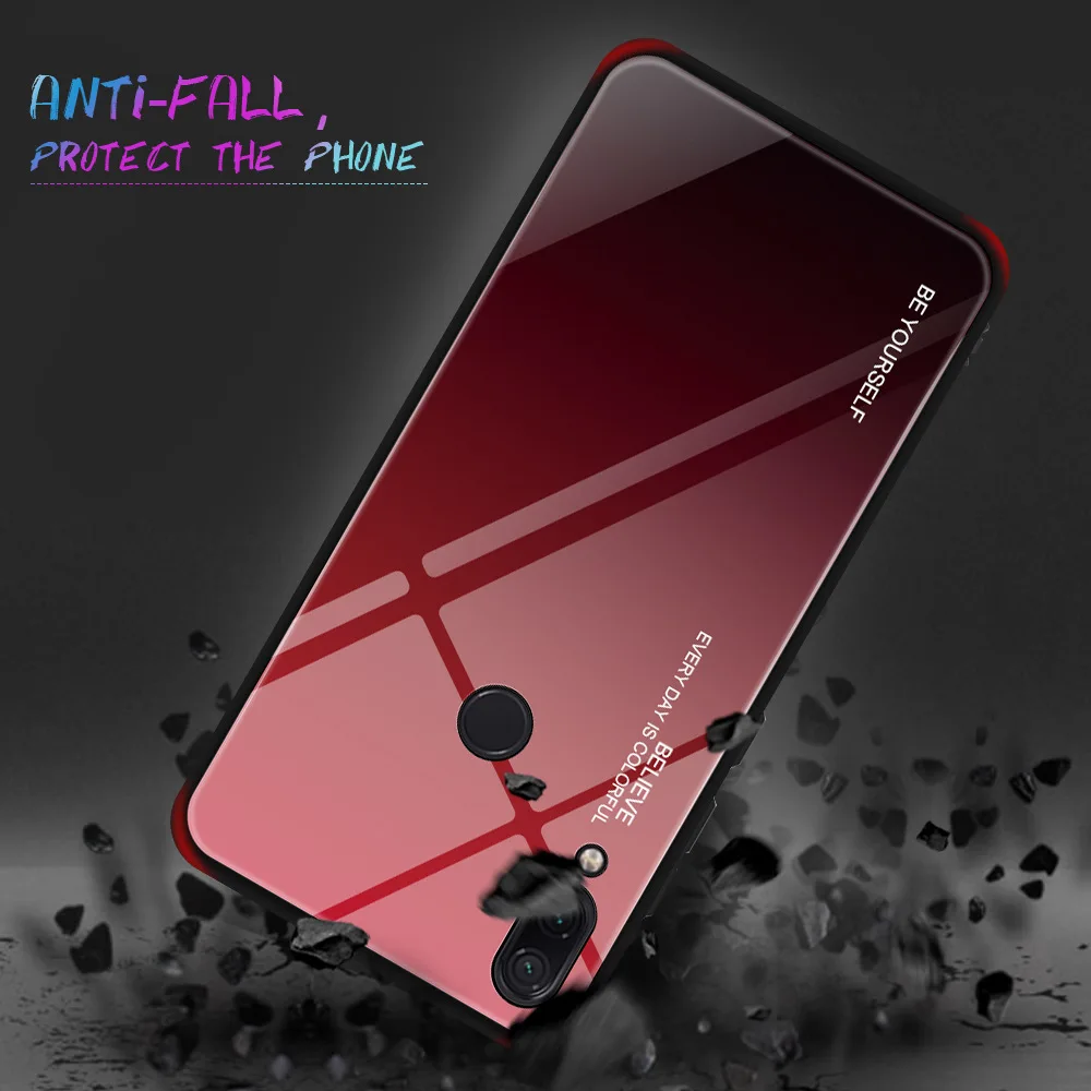 1 шт./лот Новый градиентный чехол из закаленного стекла для Xiaomi Redmi Note 7 6 Pro