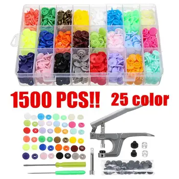 T5 Buttons Fastener 1500pcs 25 Color Resin Press Stud Snap with Pliers Screw Driver Tool DIY Baby Clothing Plastic Buttons Set
T5 Buttons Fastener 1500pcs 25 Color Resin Press Stud Snap with Pliers Screw Driver Tool DIY Baby Clothing Plastic Buttons Set