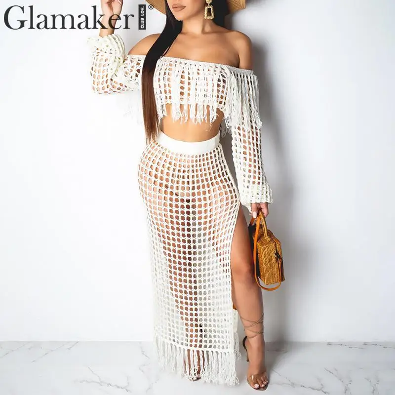 Glamaker Retro sexy tassel hollow out women long dress Black split summer holiday beach dress Female white bodycon maxi dress
Glamaker Retro sexy tassel hollow out women long dress Black split summer holiday beach dress Female white bodycon maxi dress