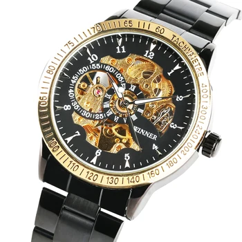 Automatic Mechanical Watch Exquisite Skeleton Daily Waterproof Watches Black Stainless Steel Case Watchband Relojes Hombre
Automatic Mechanical Watch Exquisite Skeleton Daily Waterproof Watches Black Stainless Steel Case Watchband Relojes Hombre