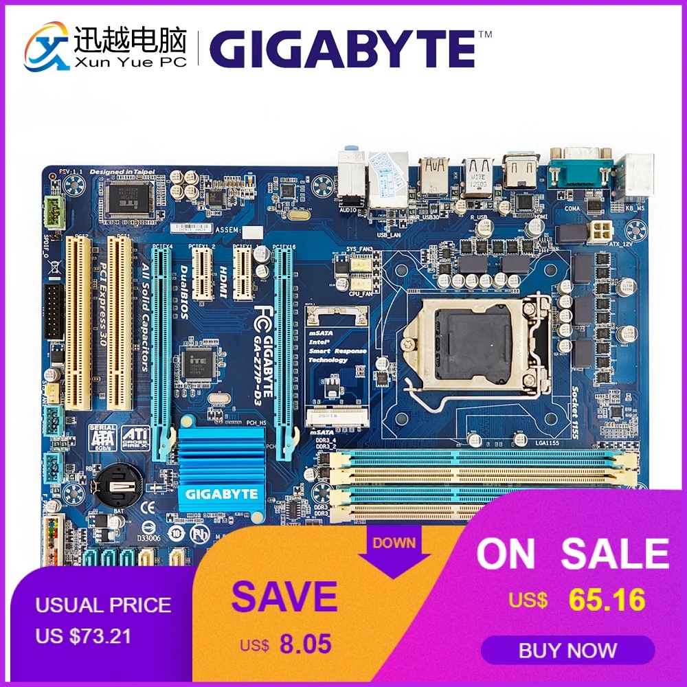 Gigabyte GA-Z77P-D3 Desktop Motherboard Z77P-D3 Z77 Socket LGA 1155 i3 i5 i7 DDR3 32G SATA3 USB3.0 HDMI ATX
Gigabyte GA-Z77P-D3 Desktop Motherboard Z77P-D3 Z77 Socket LGA 1155 i3 i5 i7 DDR3 32G SATA3 USB3.0 HDMI ATX