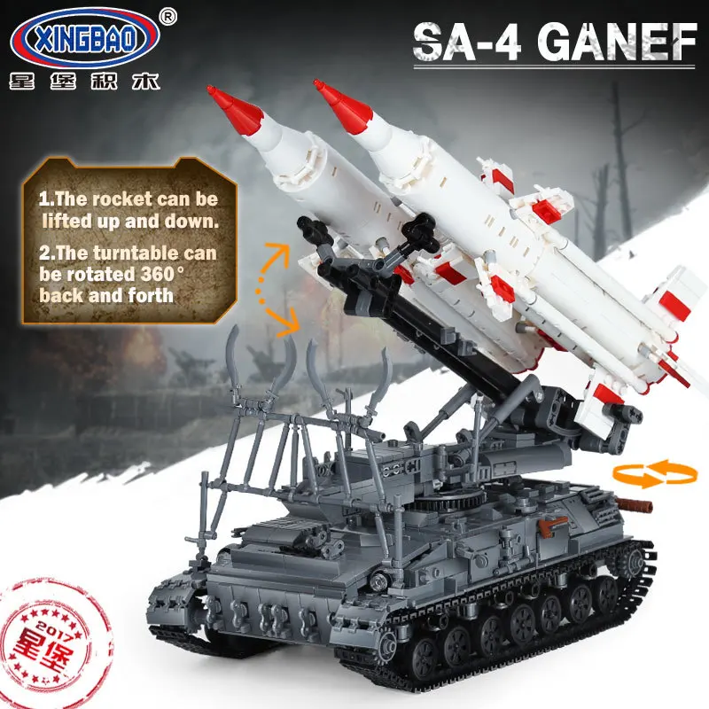 XINGBAO 06007 1469Pcs Military Series The SA-4 Ganef Set Building Blocks Bricks Children Educational Toys Model Birthday Gifts
XINGBAO 06007 1469Pcs Military Series The SA-4 Ganef Set Building Blocks Bricks Children Educational Toys Model Birthday Gifts