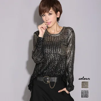 #1411 Spring Hip Hop Sweater Irregular Gold/Silver Knitted Sweaters Ladies Hollow Out Loose Pulover Womens Sweaters Asymmetrical
#1411 Spring Hip Hop Sweater Irregular Gold/Silver Knitted Sweaters Ladies Hollow Out Loose Pulover Womens Sweaters Asymmetrical