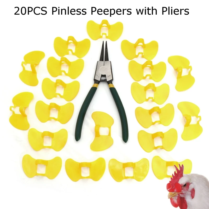 20pc Yellow Pinless No Pin Bolt Chicken Peepers Eye Glasses Pheasant Poultry Blinders Spectacle Anti-pecking Plier tool
20pc Yellow Pinless No Pin Bolt Chicken Peepers Eye Glasses Pheasant Poultry Blinders Spectacle Anti-pecking Plier tool