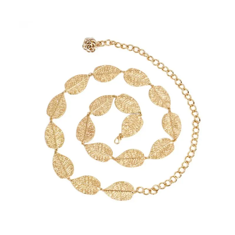 Fashion Golden Chain Belt Women Sweet Leaf Luxury Silver Metal Waistband Ladies Dress Accessories 105cm Long Thin Waist Belts
Fashion Golden Chain Belt Women Sweet Leaf Luxury Silver Metal Waistband Ladies Dress Accessories 105cm Long Thin Waist Belts