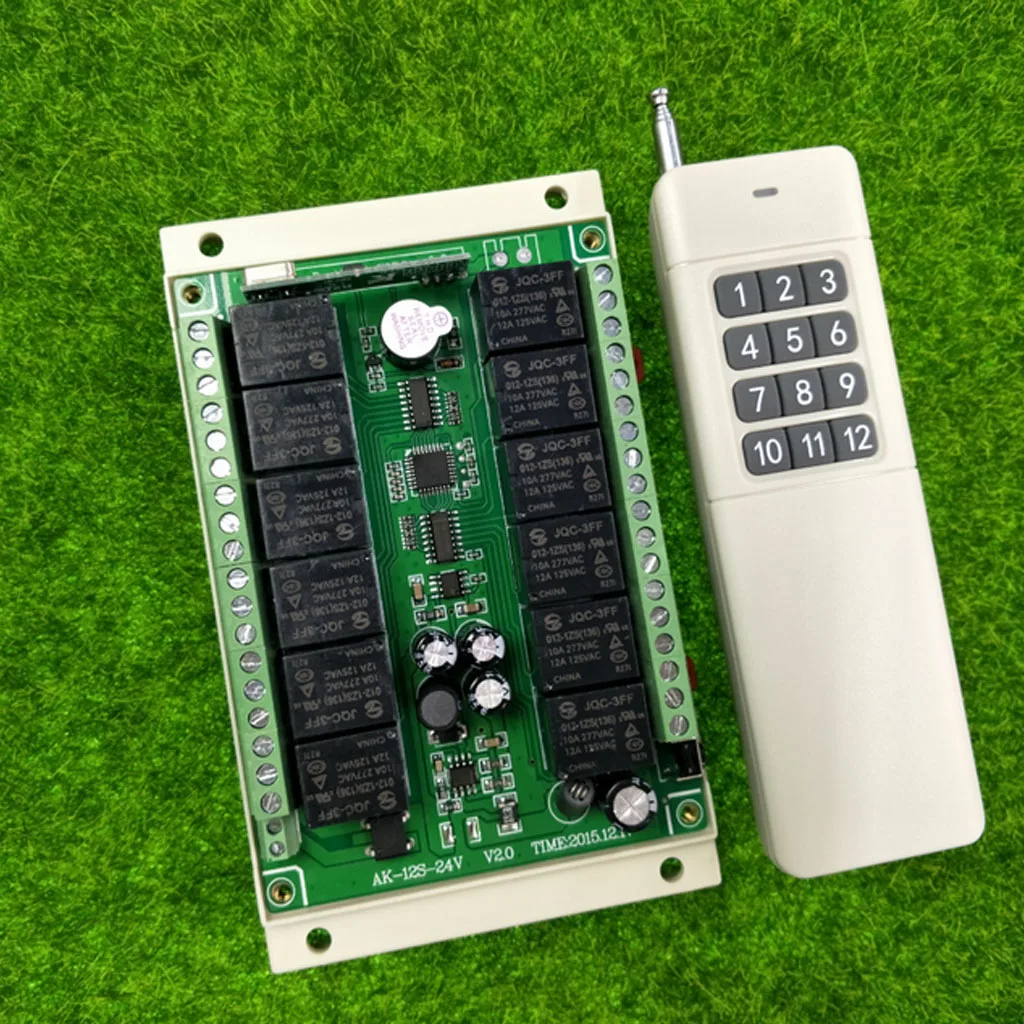 DC 12V Relay 12 CH Channel Wireless RF Remote Control Switch Transmitter with 433MHZ Receiver
DC 12V Relay 12 CH Channel Wireless RF Remote Control Switch Transmitter with 433MHZ Receiver